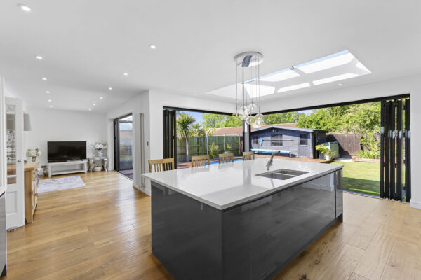 Kitchen area with direct garden and pool access