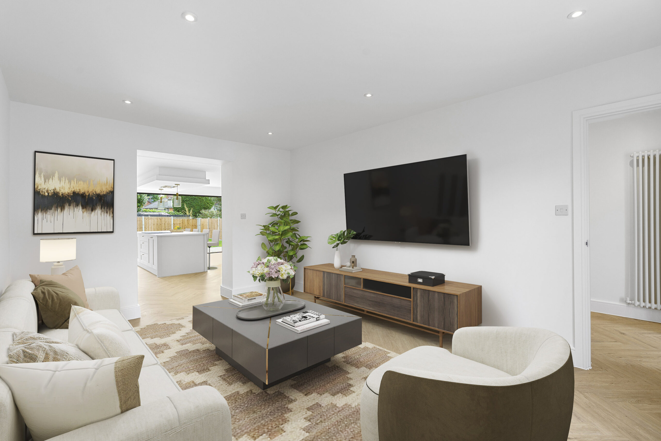 Full living room after virtual staging